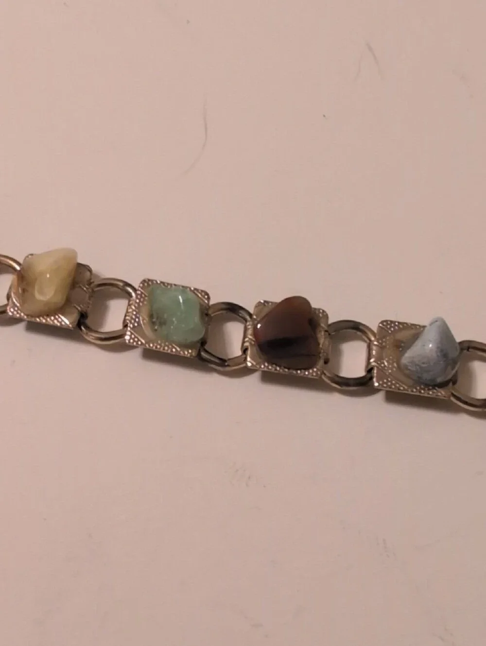 Vintage Multi-Color Gen Stone Link Bracelet - Unbranded 1960's